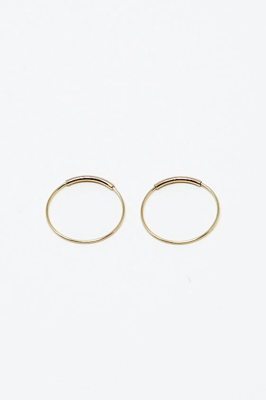 14K Yellow Gold Extra Small Hoop Earrings (5/8") by Kathleen Whitaker | Minimalist Dainty Everyday Studs