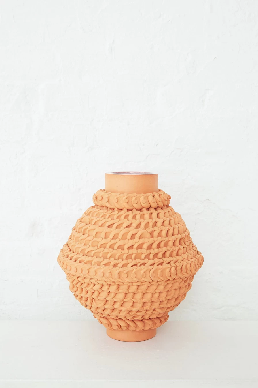 BZIPPY Large Dot Vase in Raw Terracotta – Handmade Ceramic Pottery for Modern Home Decor | Oroboro Collection