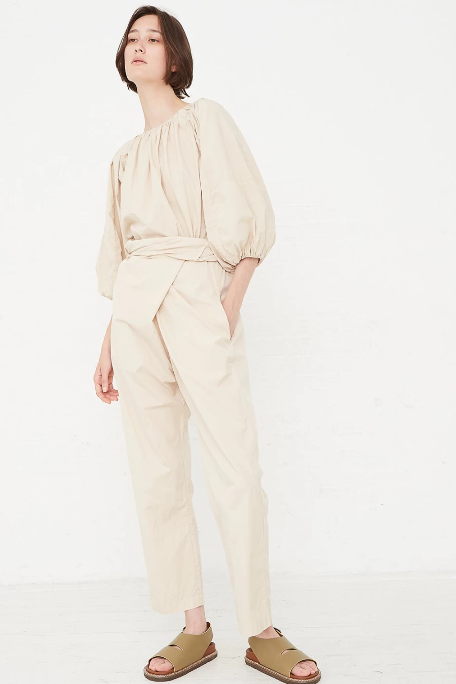 Cosmic Wonder Beeswax Suvin Broadcloth Wrap Pant - Oroboro Organic Cotton Comfort