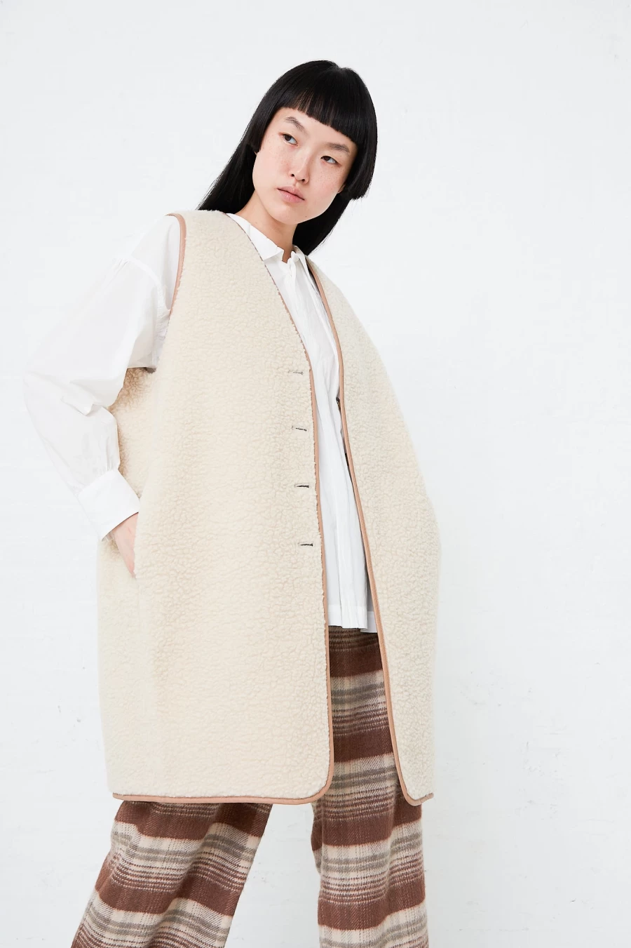 Toujours Reversible Long Padded Vest - Sand Color Lightweight Insulated Jacket for Men & Women