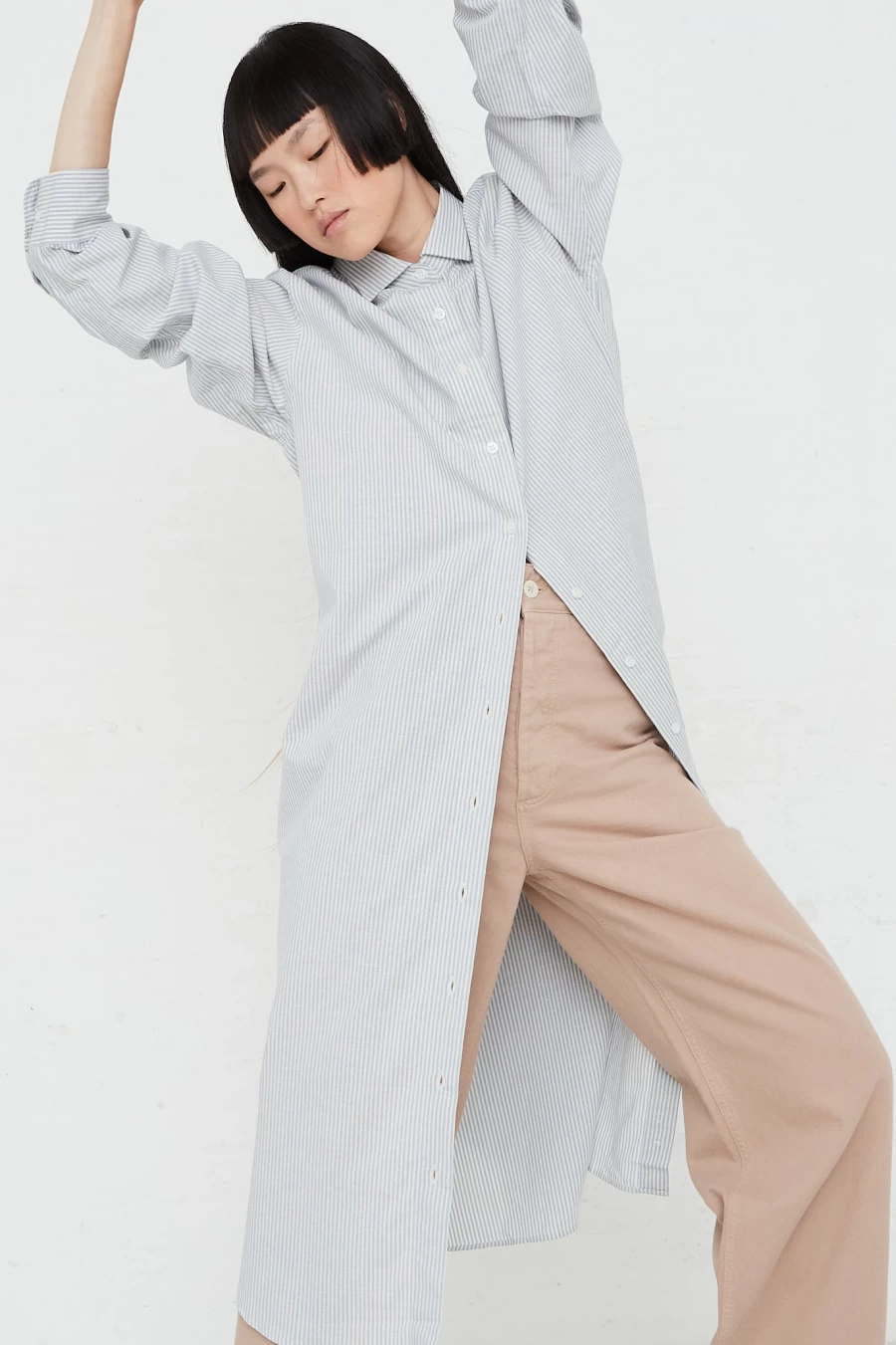 Baserange Ole Organic Cotton Long Sleeve Shirt Dress | Sustainable Women's Clothing | Oroboro Store