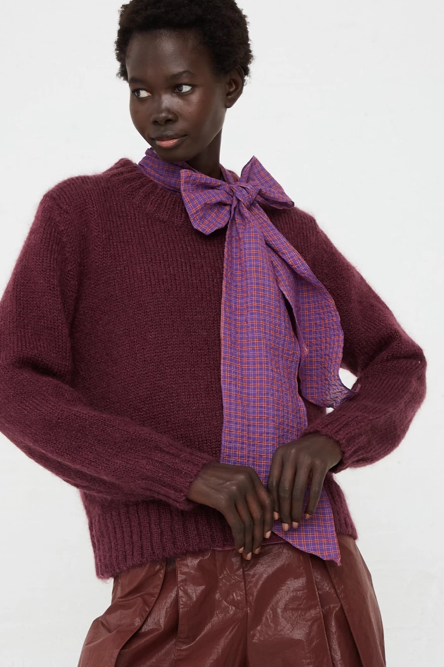 Caron Callahan Mohair Fletcher Sweater - Shiraz Color Women's Knitwear | Oroboro Collection