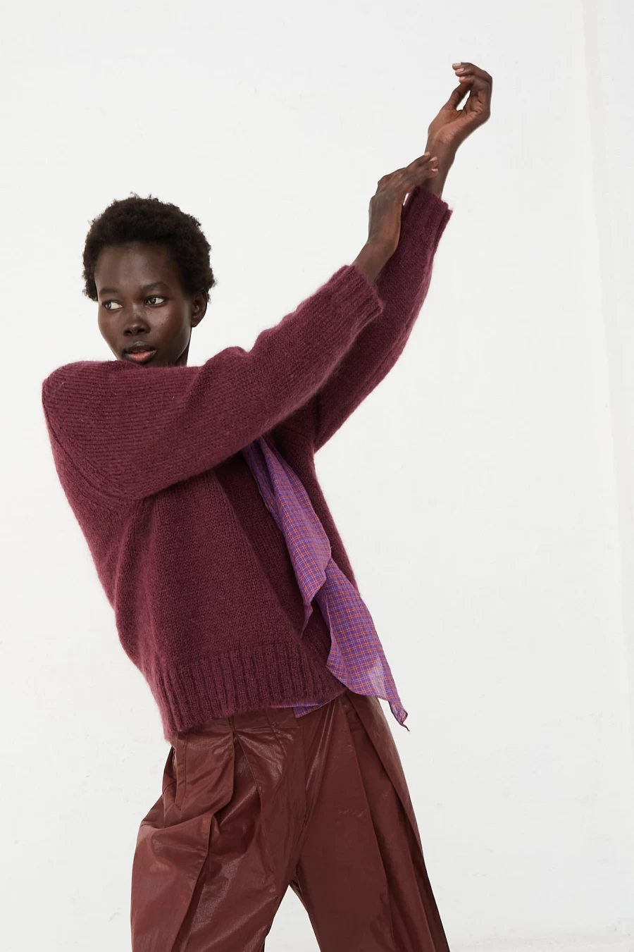 Caron Callahan Mohair Fletcher Sweater - Shiraz Color Women's Knitwear | Oroboro Collection